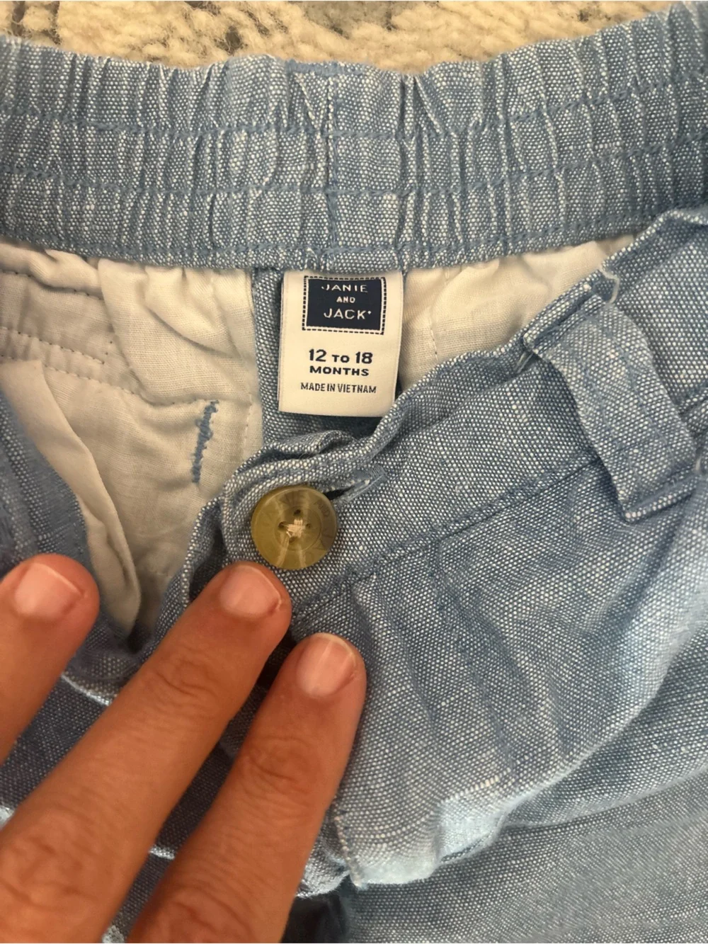 Janie and Jack White Button-Up Shirt with Blue Cars & Coordinating Shorts 12-18